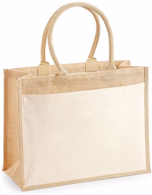 Westford Mill Open Weave Jute Shopper Bag in Beige and Sand