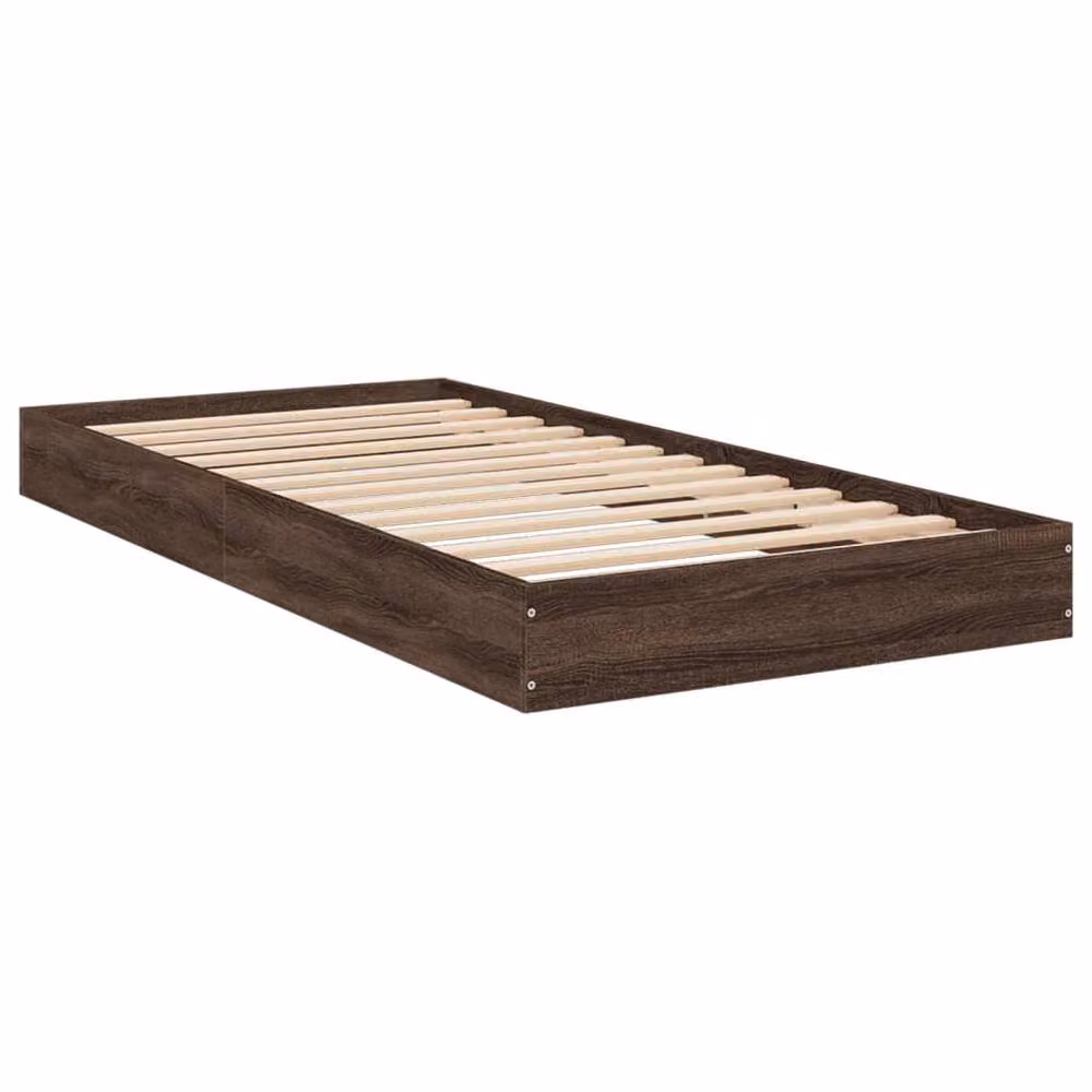 Berkfield Home Small Single Wood Bed Frame in Brown Oak, W: 75 cm, L: 190 cm – 3