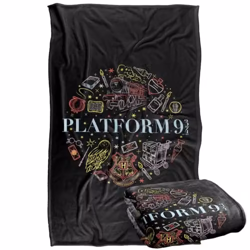 Warner Bros. Harry Potter Platform 9 3/4 Super Soft Silky Touch Fleece Throw Blanket, Multicolour, W: 91.44 cm x L: 147 cm