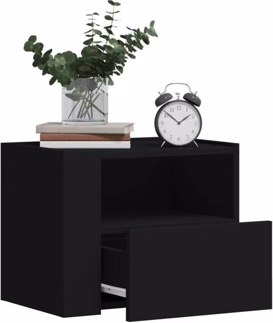Berkfield Home Decorative Wall-mounted Bedside Cabinet, Black, W: 45 cm, D: 30 cm, H: 35 cm – 1