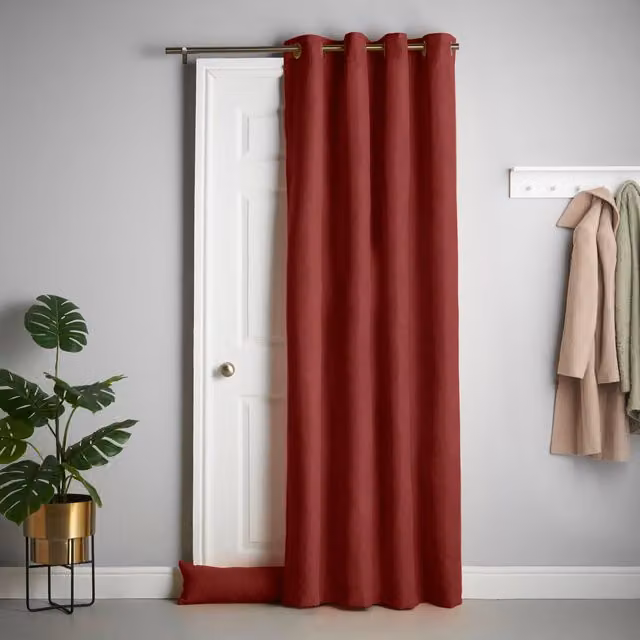 Terrys Red Chenille Interlined Eyelet Door Curtain, W: 56 cm, H: 84 cm