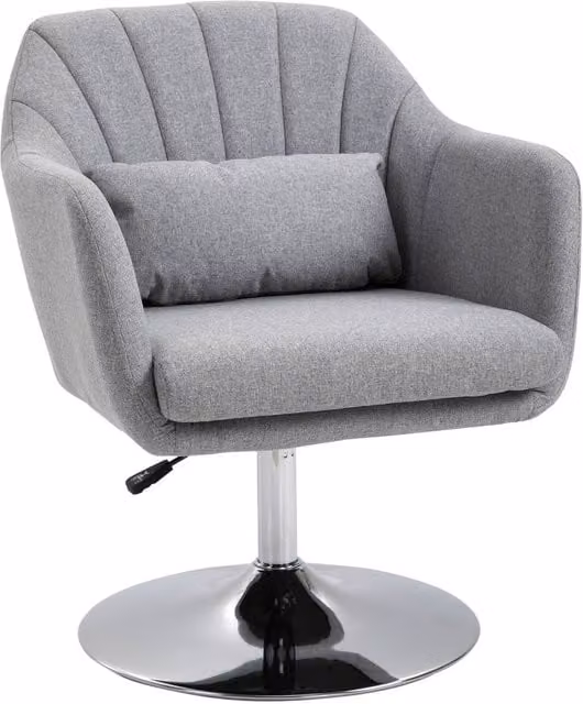 HOMCOM Retro Grey Linen Swivel Tub Chair with Metal Frame
