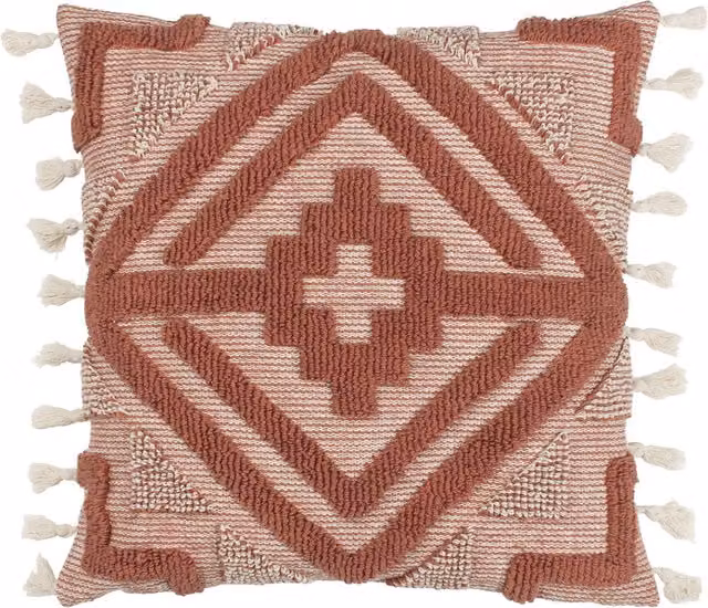 Make It A Home Kalai Geometric Tufted Square Cushion in Red and Brown
