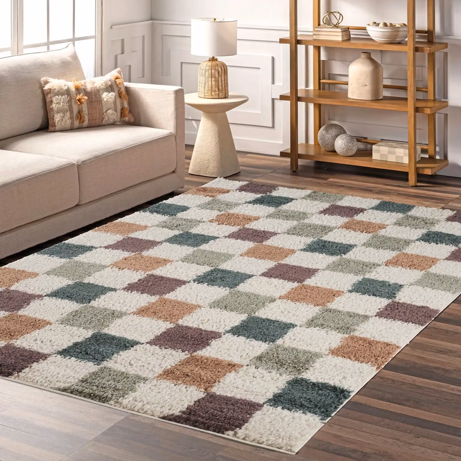 Desire Rugs Chester Modern Checked Shaggy Area Rug, Multicolour, W: 120 cm, D: 170 cm – 3
