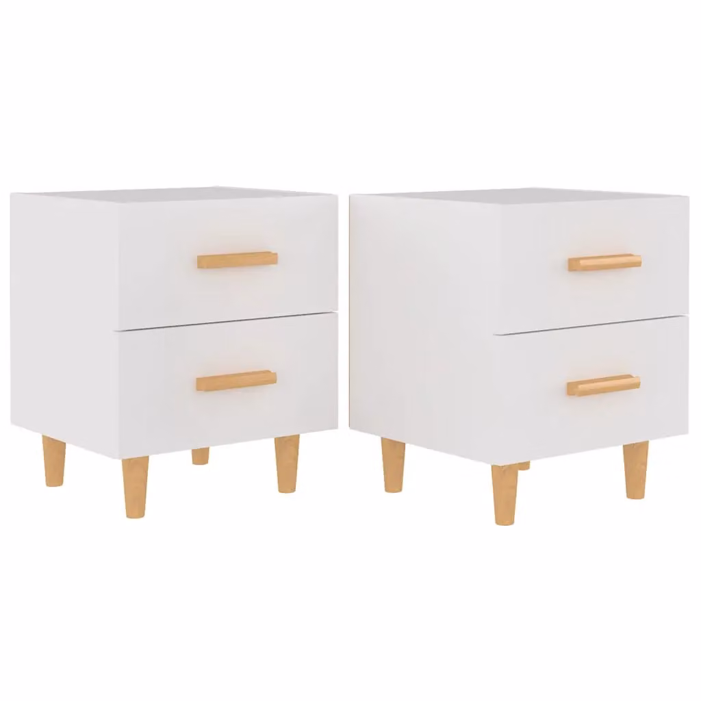 Berkfield Home Set of 2 White Bedside Cabinets, W/D/H: 40 x 35 x 47.5 cm – 2