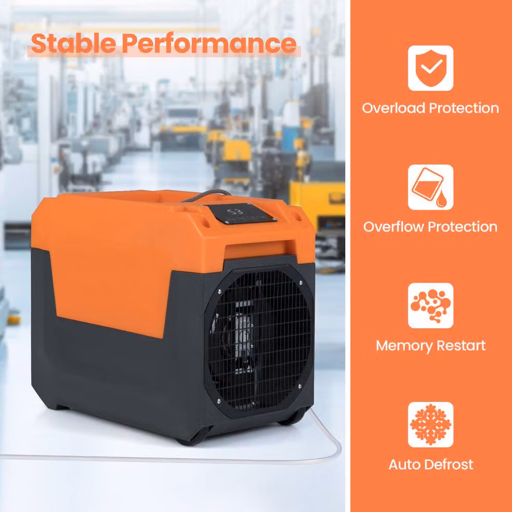 Costway Commercial Industrial Dehumidifier with Pump, 60L/Day, Orange – 7