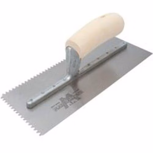 Marshalltown M701S Notched Trowel with Wooden Handle, Silver, W/D/H: 29.85 x 11.43 cm