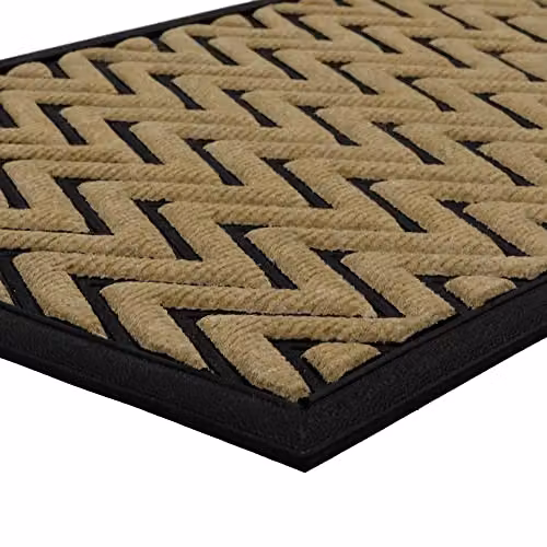 JVL Vienna Rubber Backed Scraper Doormat in Beige and Sand, W/D/H: 90 x 60 x 0.3 cm – 7