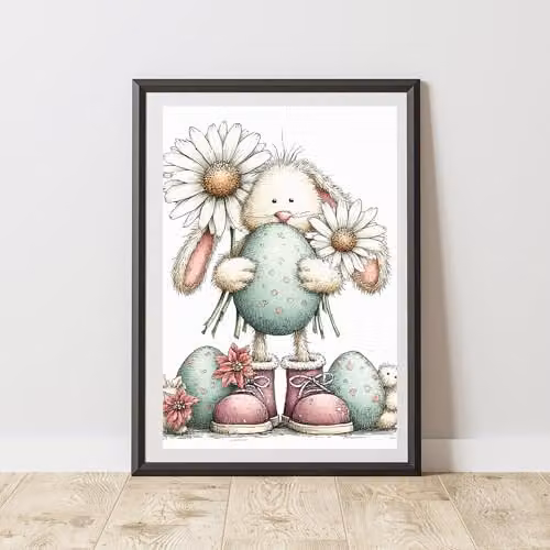 60 Second Makeover Easter Bunny Print Wall Art Poster, Multicolour, A3