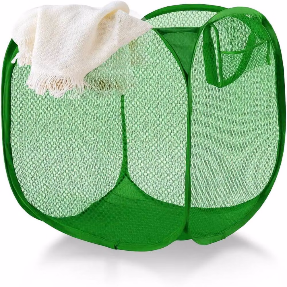 ATEK Collapsible Pop Up Laundry Basket with Handles and Side Pocket, Green – 2