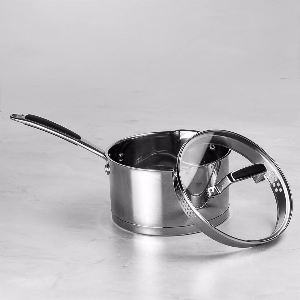 Prochef Stainless Steel Saucepan with Glass Lid, Silver, 18 cm – 3