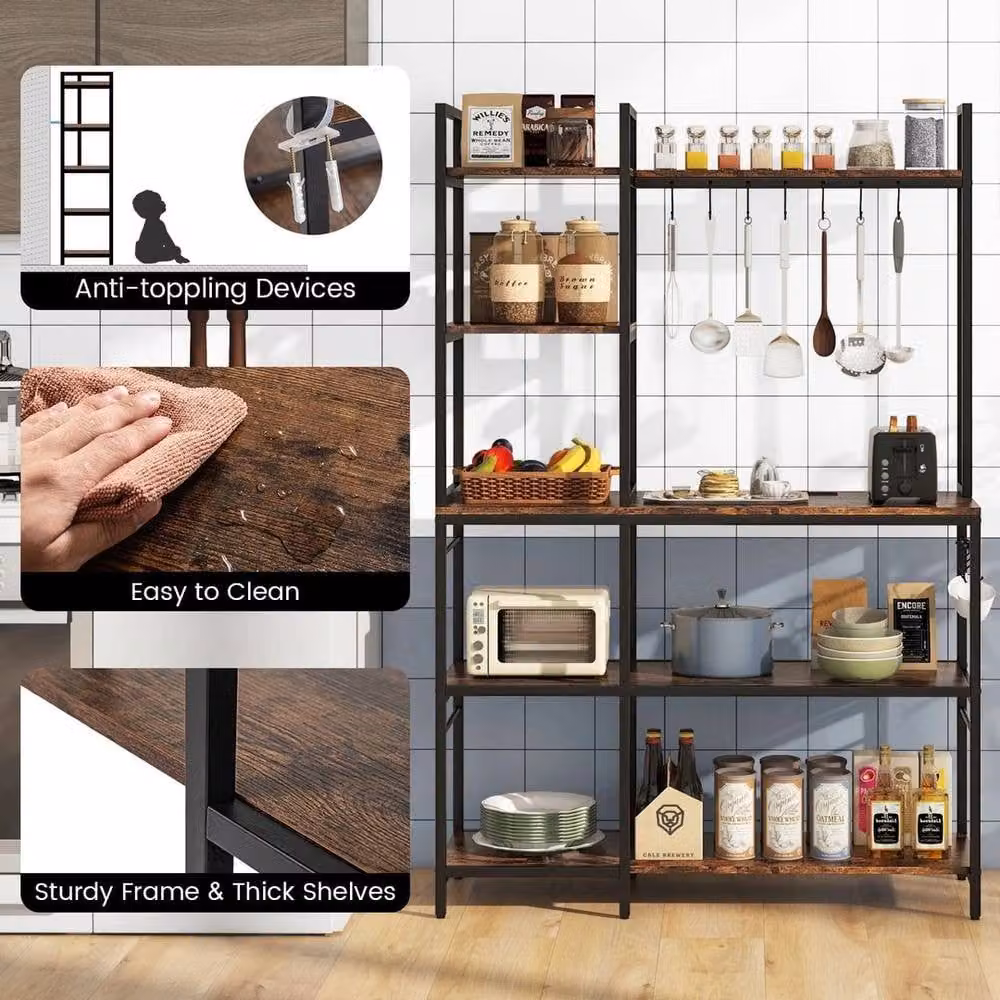 PAWNORA Black Metal Industrial Kitchen Utility Storage Shelf – 3