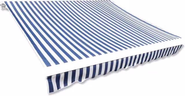 Berkfield Home Blue and White Polyester Awning Sunshade Canvas, W: 450 cm, D: 300 cm – 1