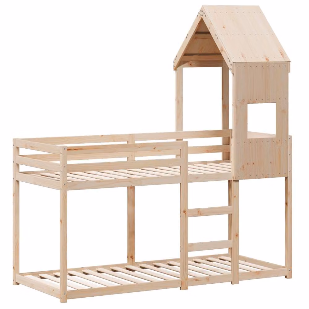 Berkfield Home Single Solid Wood Pine Bunk Bed in Brown, W/D/H: 90 x 190 cm – 2