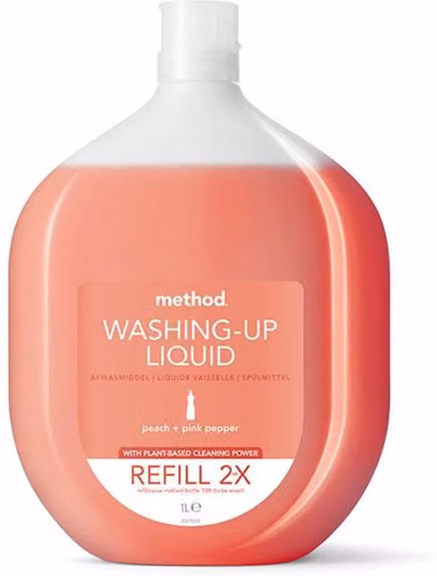 Method Washing Up Liquid Refill Peach & Pink Peppercorns 1L - Orange