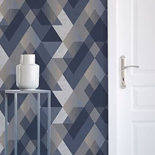Graham & Brown Sublime Navy Decadence Diamond Geometric Abstract Wallpaper in Blue – 4