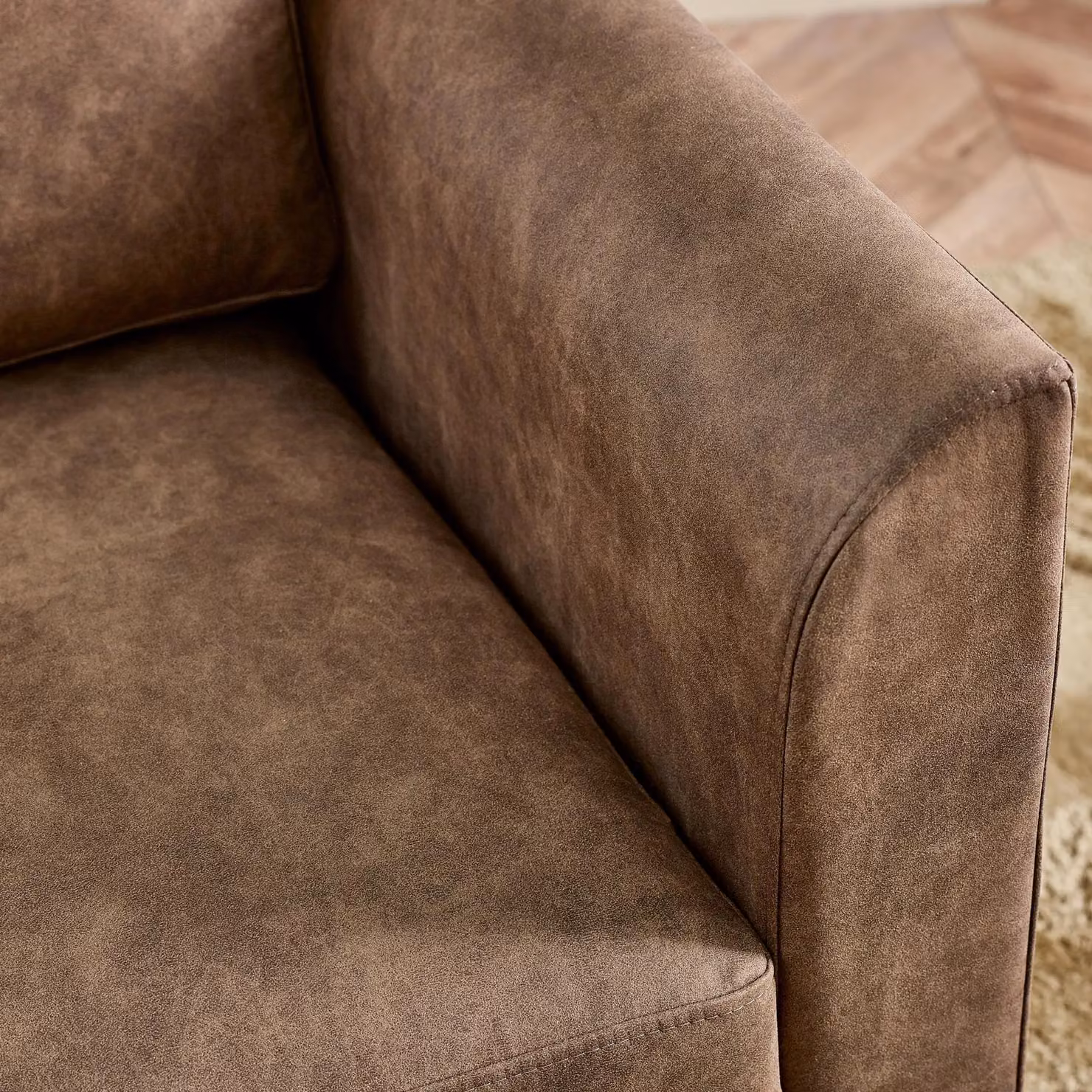 FurnitureboxUK Logan Brown Faux Leather Armchair with Solid Wood Frame – 2