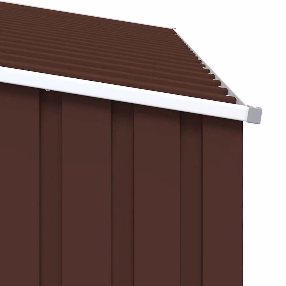 Berkfield Home Garden Brown Galvanised Steel Firewood Shed W/D/H: 245 x 98 x 159 cm – 9