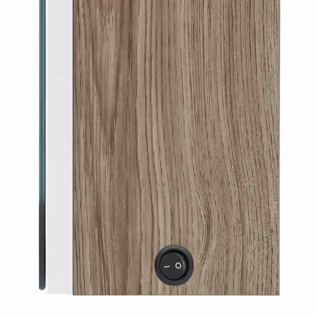 Berkfield Home LED Bathroom Mirror Cabinet in White and Oak, W/D/H: 50 x 13 x 70 cm – 3