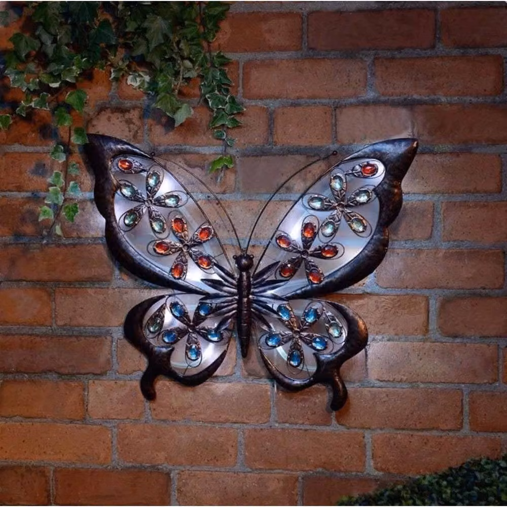 Kelvenix Solar Powered Metal Jewelled Butterfly Wall Art in Bronze – 2