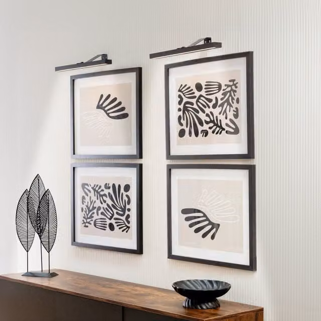 ValueLights Ryle Set of 2 Rechargeable Dimmable Touch Control Picture Wall Lights in Black and Gold/Brass