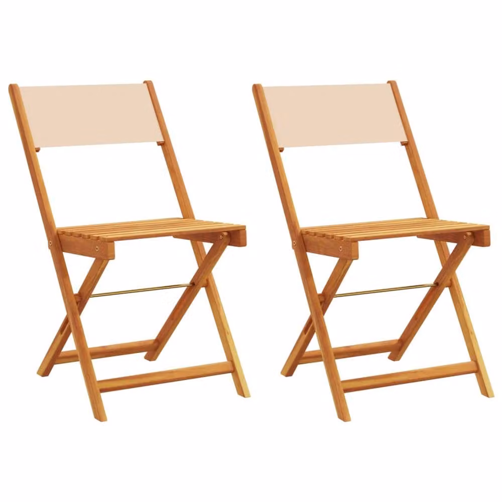 Berkfield Home Bistro Chairs Set of 2 in Beige Acacia Wood and Fabric – 2