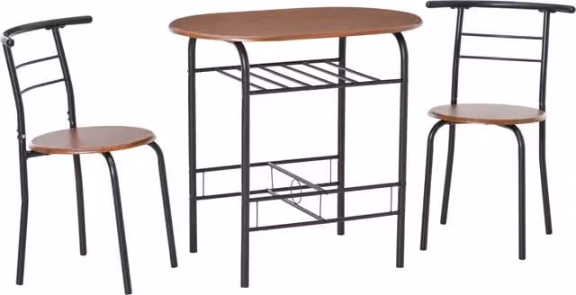 HOMCOM Industrial 2-Seater Dining Table and Bar Stool Set in Brown MDF and Metal