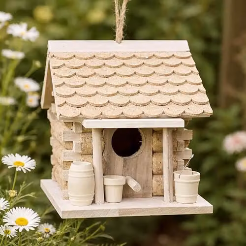 Garden Mile Brown Wooden Bird House with Wine Cork Design – 4