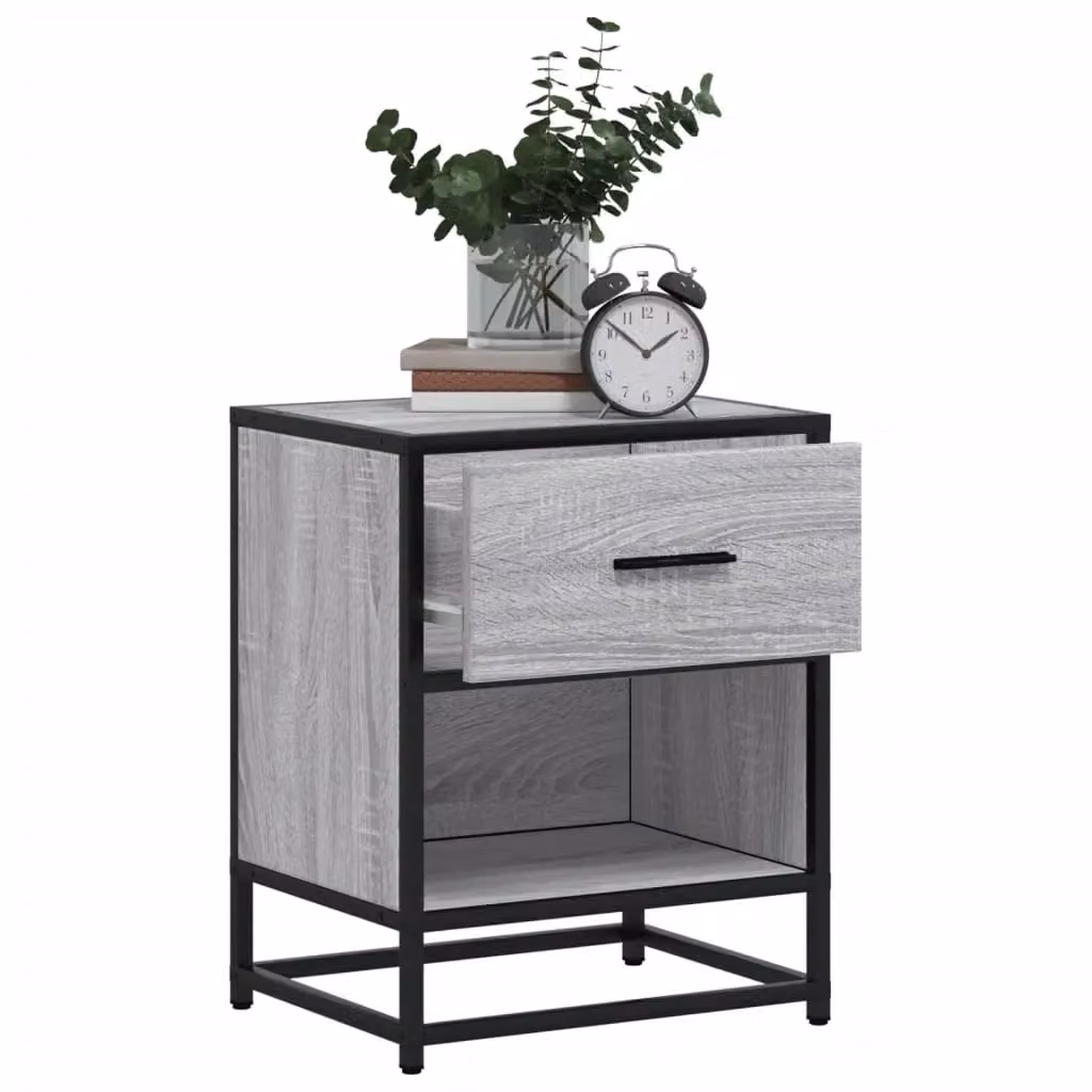 Berkfield Home Set of 2 Grey Sonoma Bedside Cabinets in Engineered Wood W/D/H: 40 x 31 x 50 cm – 4