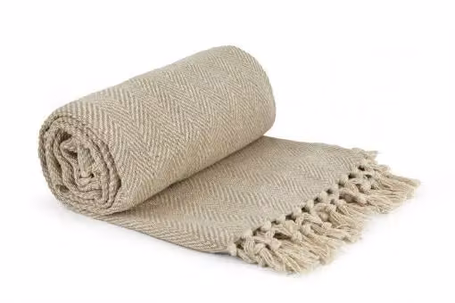 New Edge Blinds Hartley Collection Cotton Throw in Beige, W/D/H: 228 x 254 cm – 3