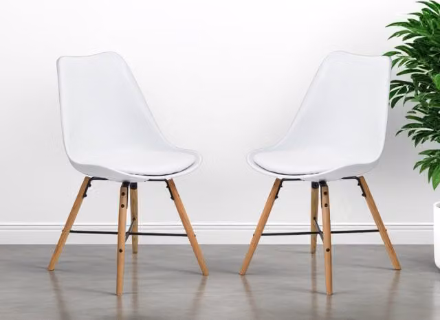 Julian Bowen Kari Set of 2 White and Oak Industrial Dining Chairs