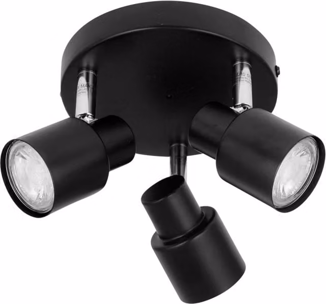 First Choice Lighting Irwin Black 3 Light IP44 Round Surface Mounted Bathroom Spotlight – 1