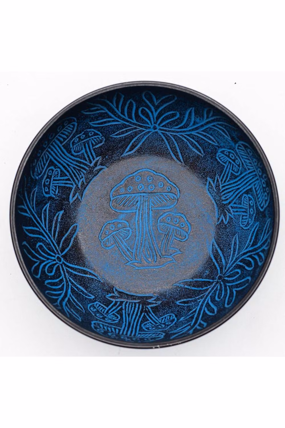 KDMD Magic Mushroom Blue Aluminum Singing Bowl in Black, Diameter: 20 cm – 2