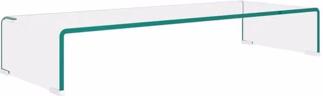 Berkfield Home Clear Glass TV Stand and Monitor Riser W: 80 cm, D: 30 cm, H: 13 cm – 1