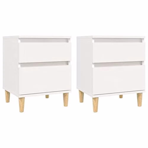 vidaXL Set of Two Scandinavian Style Bedside Cabinets in White Matt MDF – 1