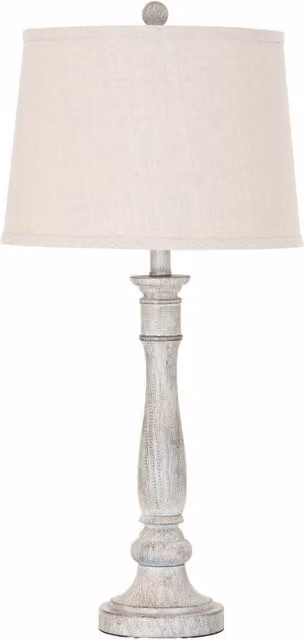 KDMK Stella Ceramic Table Lamp with Brown Fabric Cylinder Shade