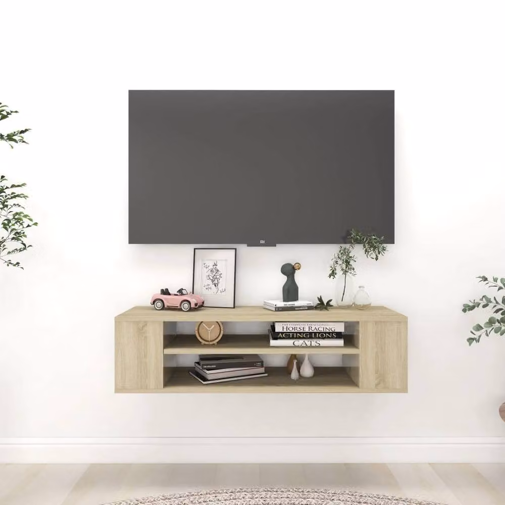 Berkfield Home Hanging TV Cabinet in Sonoma Oak, Beige, W/D/H: 100 x 30 x 26.5 cm – 2