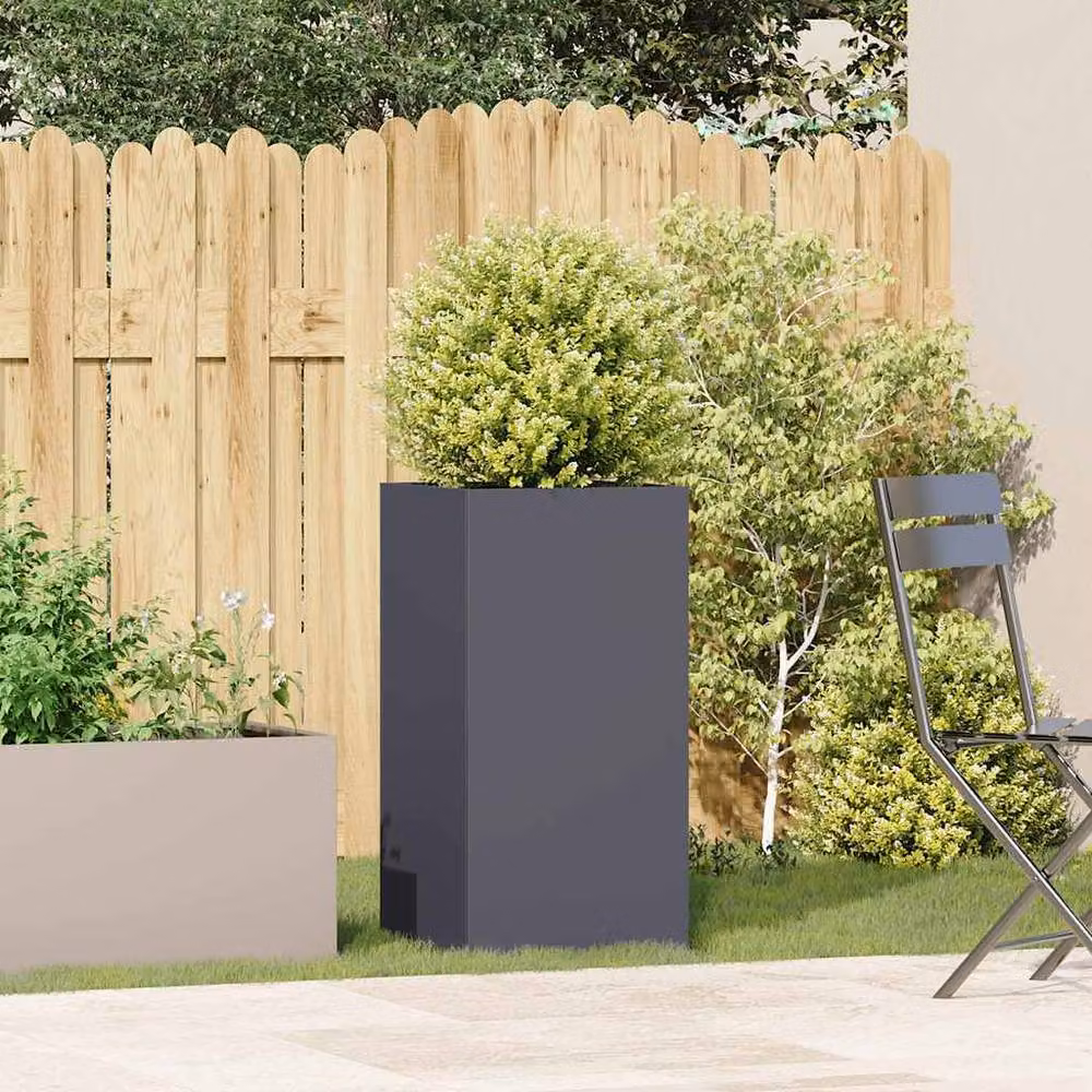 Berkfield Home Anthracite Steel Planter in Dark Grey, W/D/H: 40 x 40 x 80 cm – 3