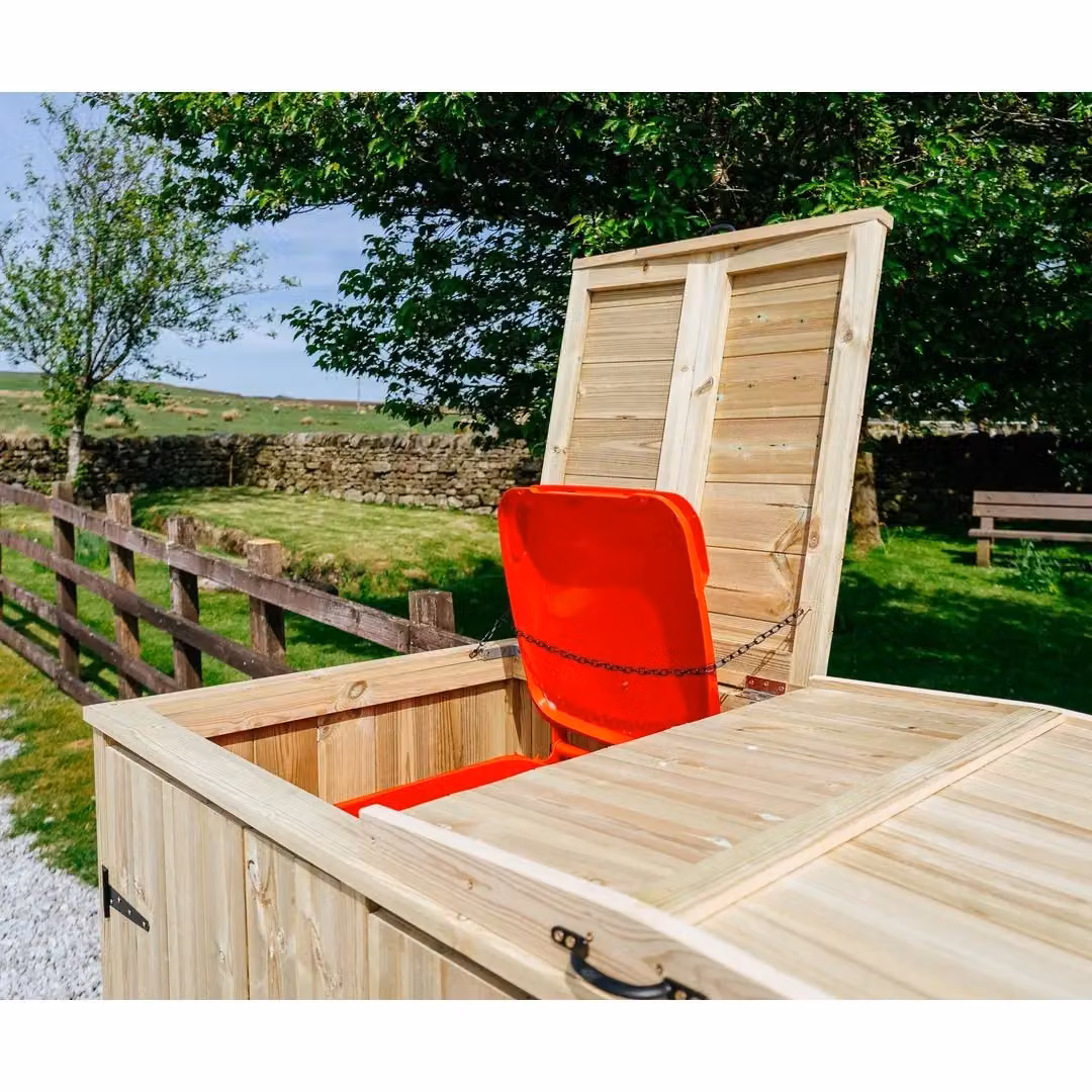 Buttercup Farm Chatburn Triple Wheelie Bin Store in Brown Timber, Fits 3 x 360L Bins, W/D/H: 214.2 x 103.0 x 125.0 cm – 4