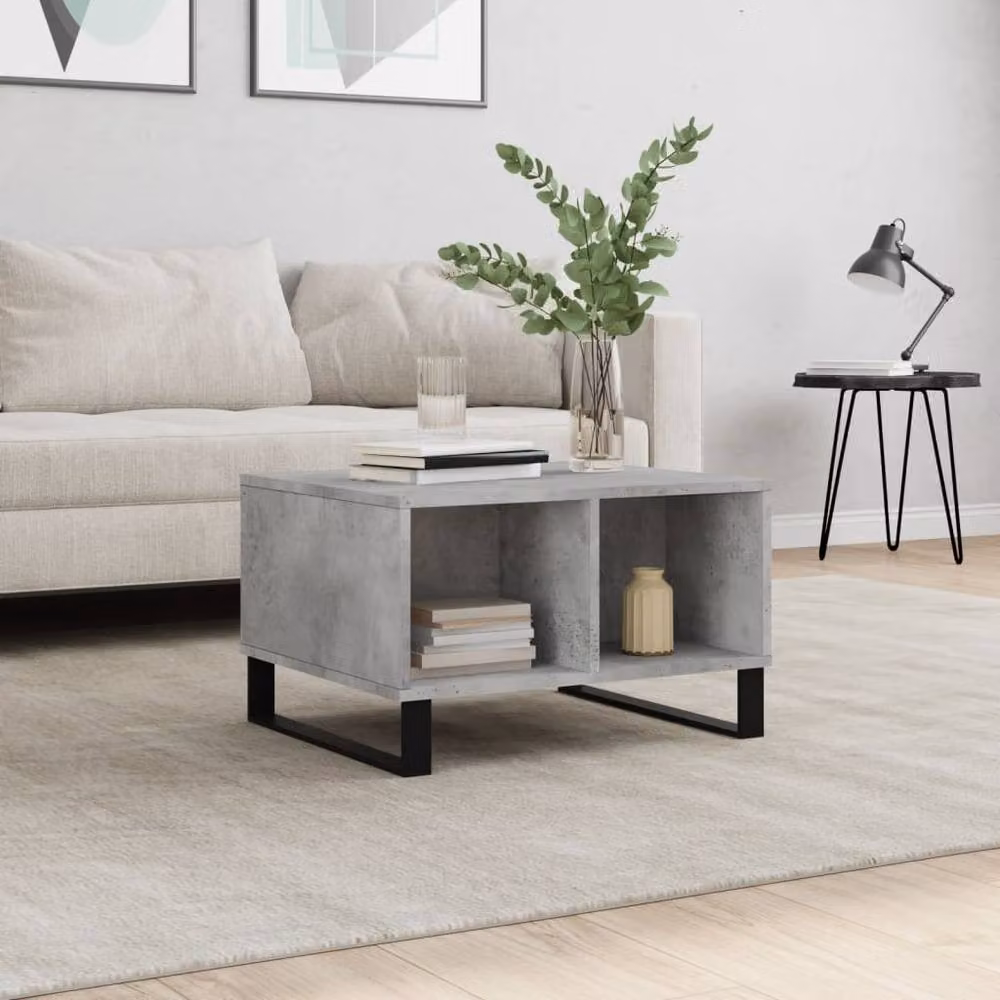 Berkfield Home Modern Rectangular Coffee Table in Concrete Grey, W/D/H: 60 x 50 x 36.5 cm – 2