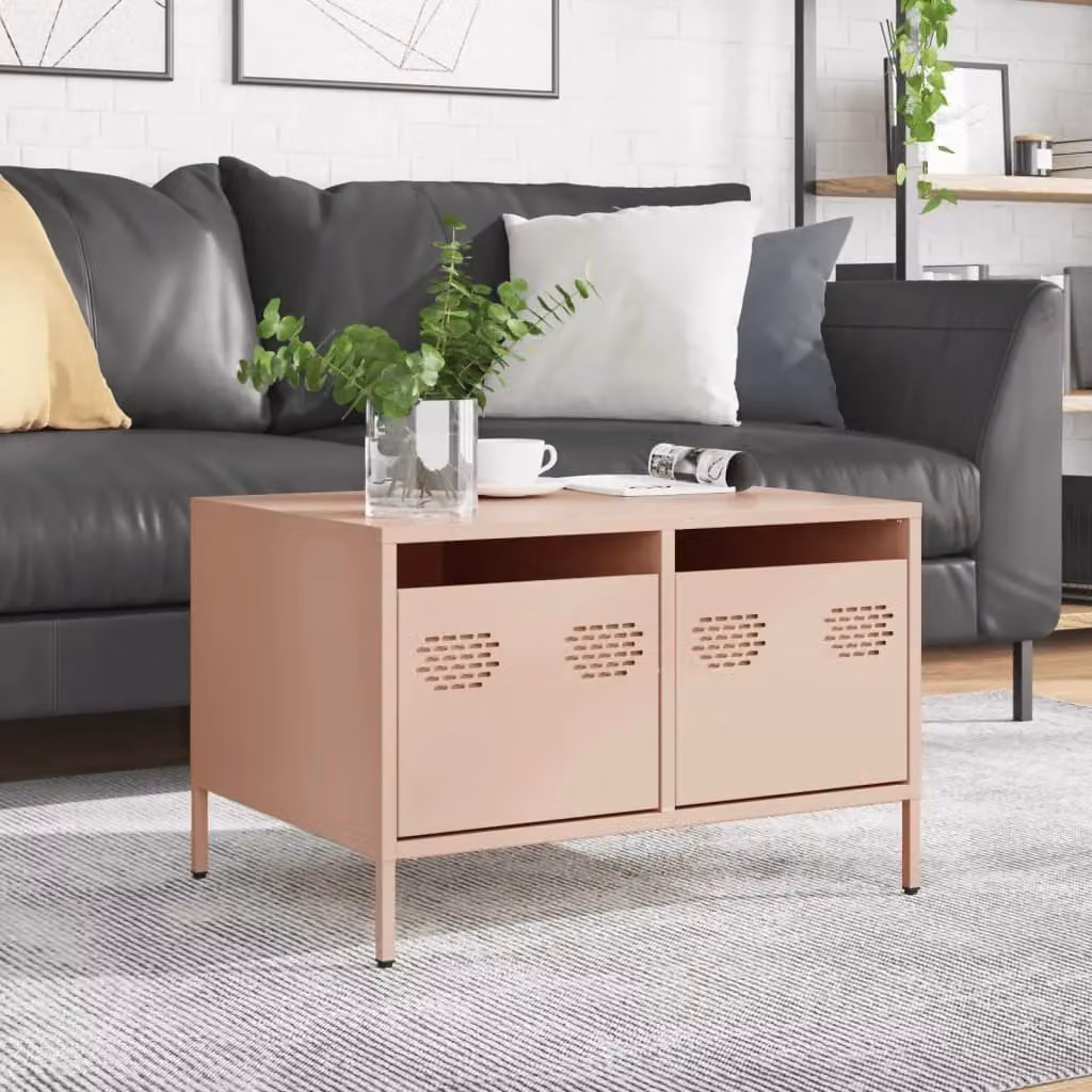 Berkfield Home Industrial Pink TV Cabinet in Matt Cold-rolled Steel, W: 68 cm, D: 50 cm, H: 43.5 cm – 3