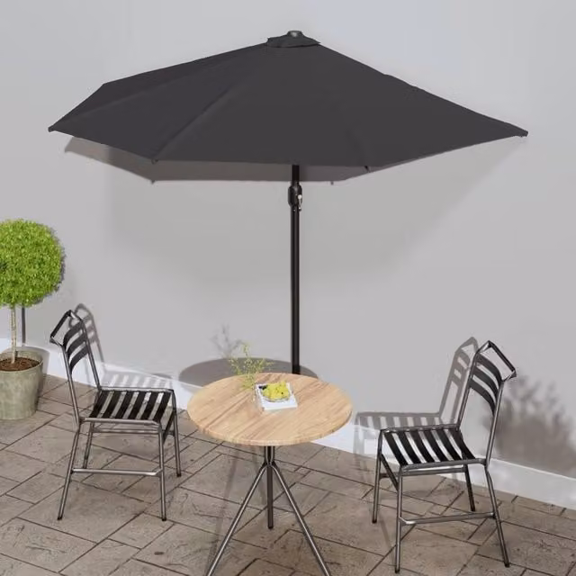 Berkfield Home Black Balcony Parasol with Aluminium Pole, W/D/H: 270 x 144 x 222 cm