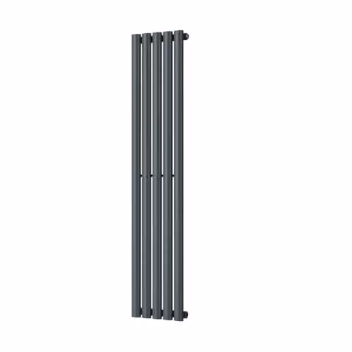 UK Radiators Omeara Anthracite Elliptical Tube Vertical Designer Single Panel Radiator, H: 140 cm, W: 29 cm – 2