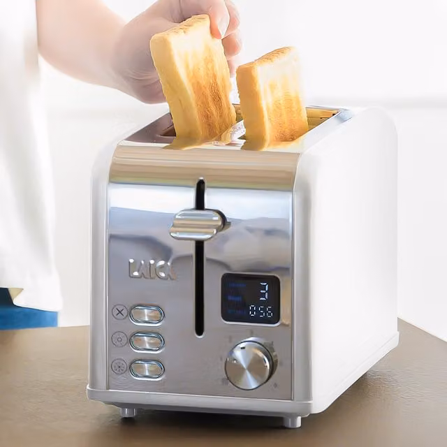 Laica 2 Slice Digital Toaster with Digital Display in White