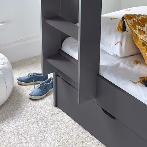 Bedmaster Olly Two-Tier Storage Bunk Bed with Drawers and Orthopaedic Mattresses in White and Grey, Size: 90 x 190 cm – 2