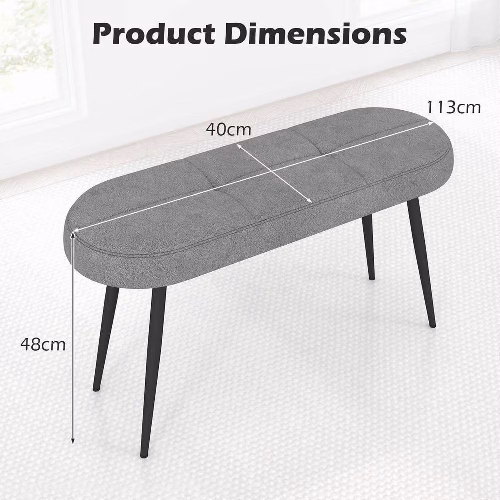 Kelvenix Grey Upholstered Ottoman Bench for Bedroom and Living Room, W: 113 cm, D: 40 cm, H: 40 cm – 2