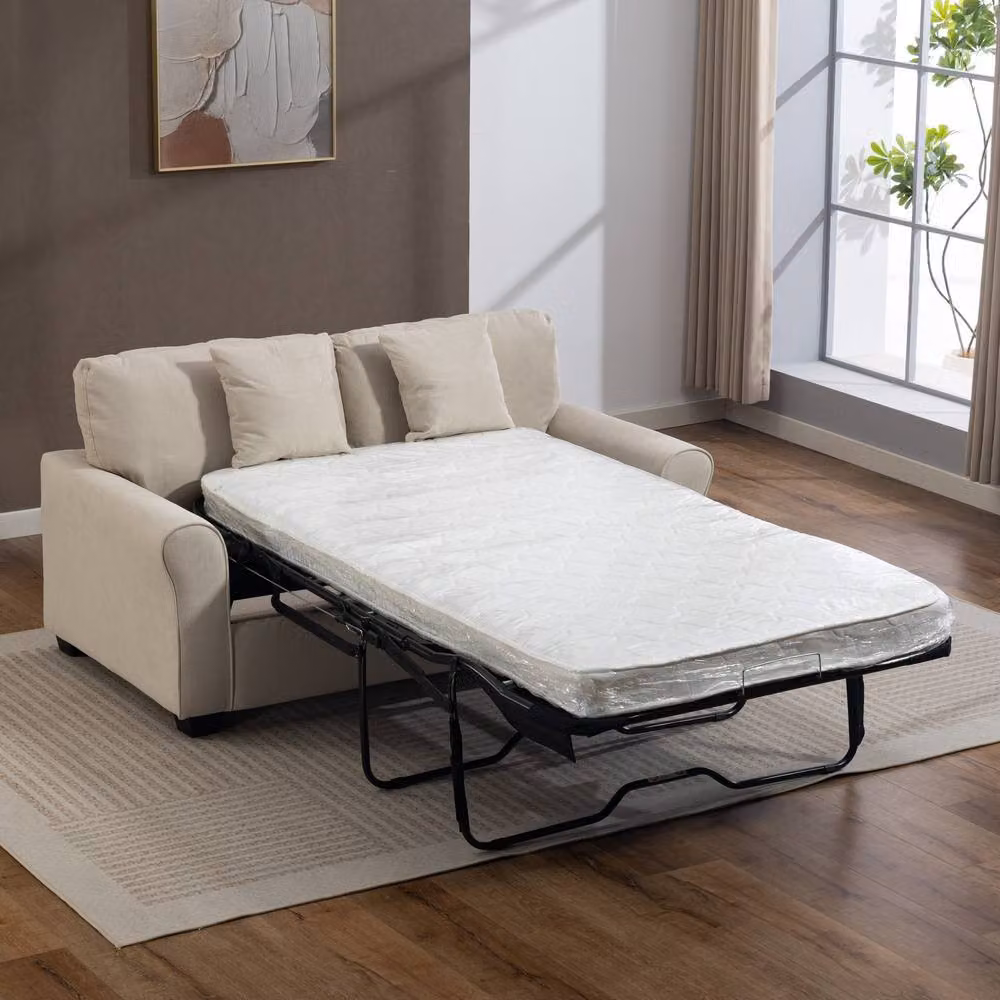 Artemis Home Lewiston 3 Seater Fabric Pull Out Sofabed in Beige – 2