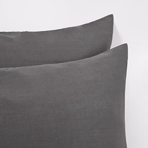 Highams Polycotton Housewife Pillowcase Set, 2 Pack, Grey, W: 50 cm x L: 75 cm – 2