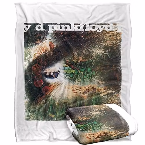 LOGOVISION Pink Floyd Saucerful of Secrets Super Soft Microfibre Throw Blanket, White, W/D/H: 152 x 127 cm