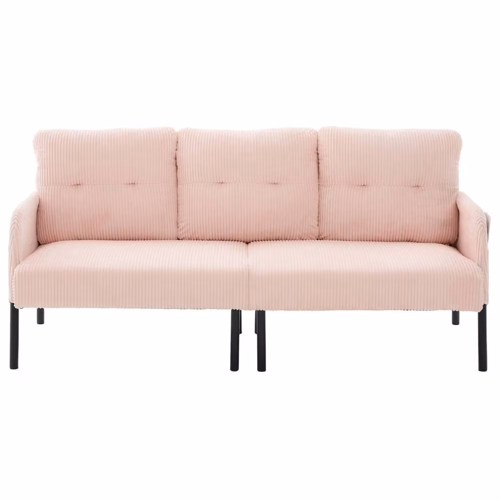 STILVORA Three-Seater Modern Upholstered Sofa in Pink with Solid Wood Frame – 2